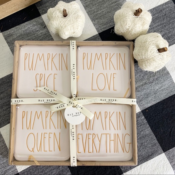 Rae Dunn Other - NWT🎃Rae Dunn Pumpkin Themed 4 Piece Coaster Set